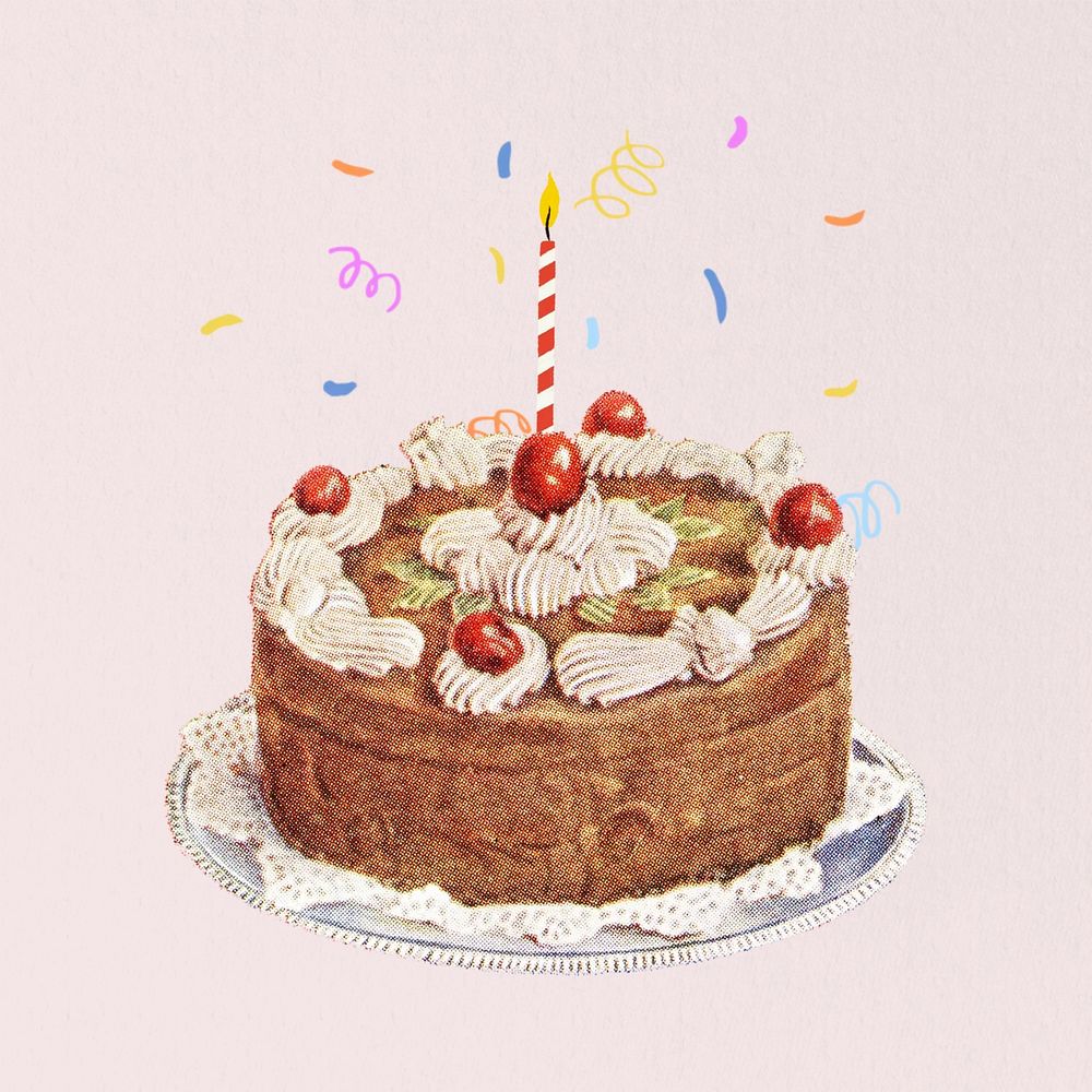 Vintage birthday cake, celebration. Remixed | Premium Photo - rawpixel