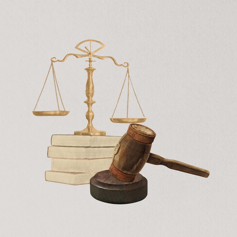 Justice scale & gavel, legal. Remixed by rawpixel.