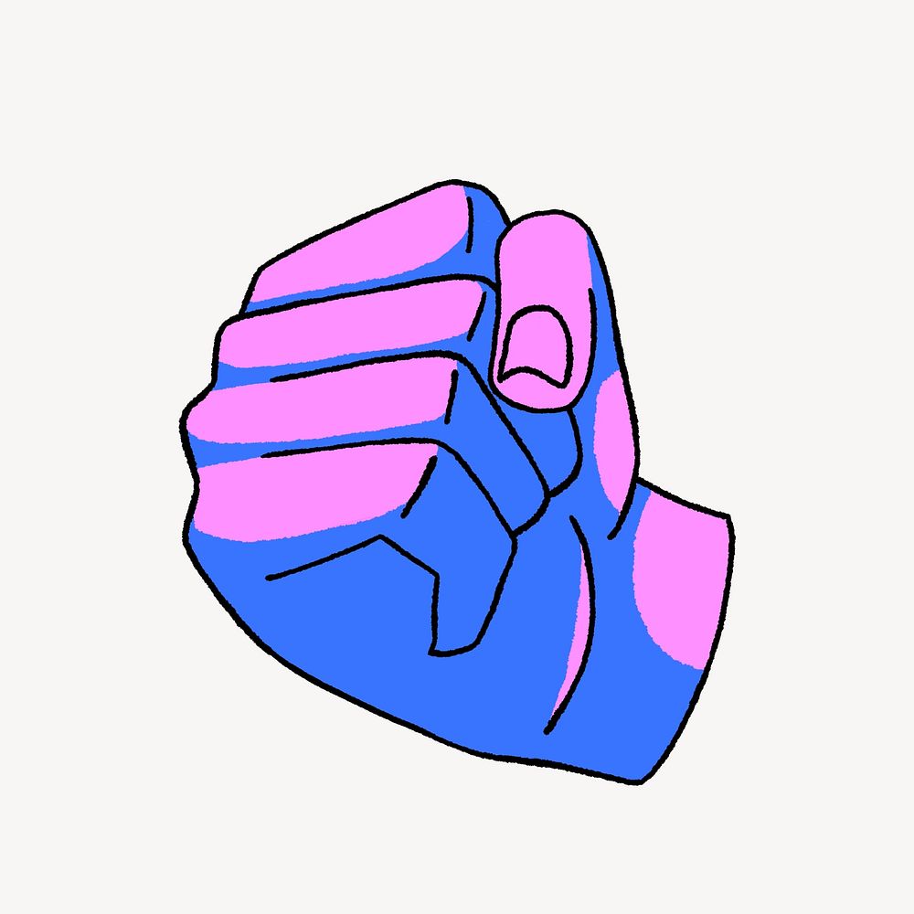 Neon hand fist illustration, isolated design