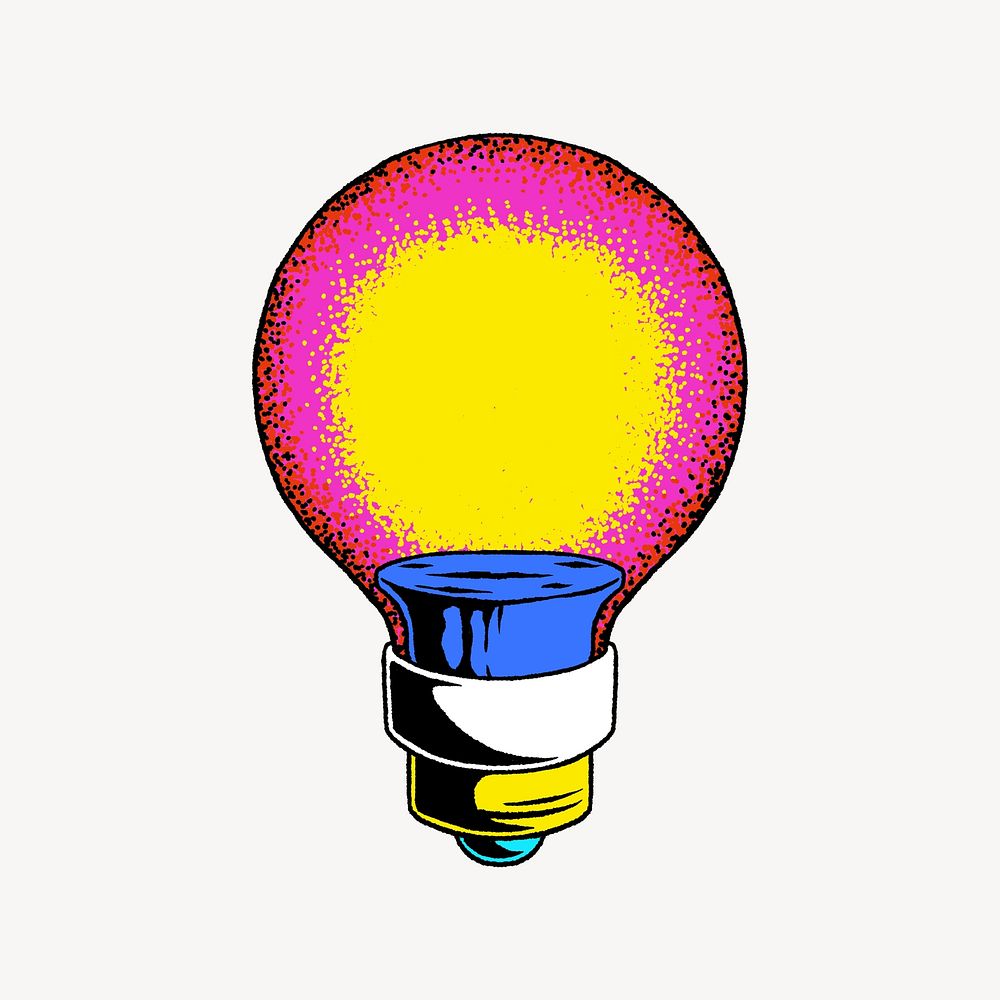 Neon light bulb illustration, isolated design