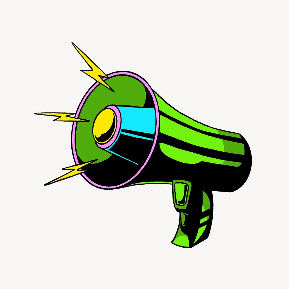Neon green marketing megaphone illustration, isolated design