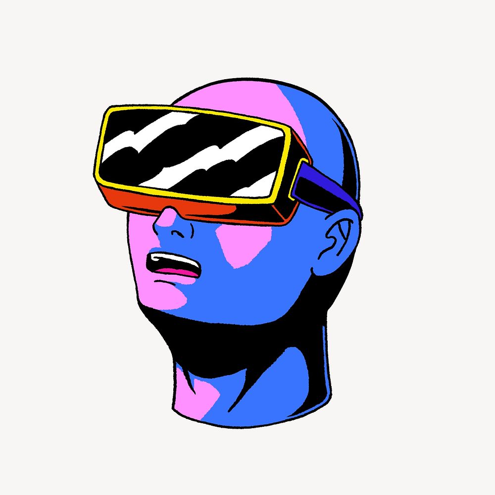 Vibrant VR metaverse technology illustration, isolated design