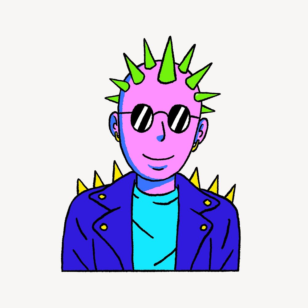 Neon punk character element vector