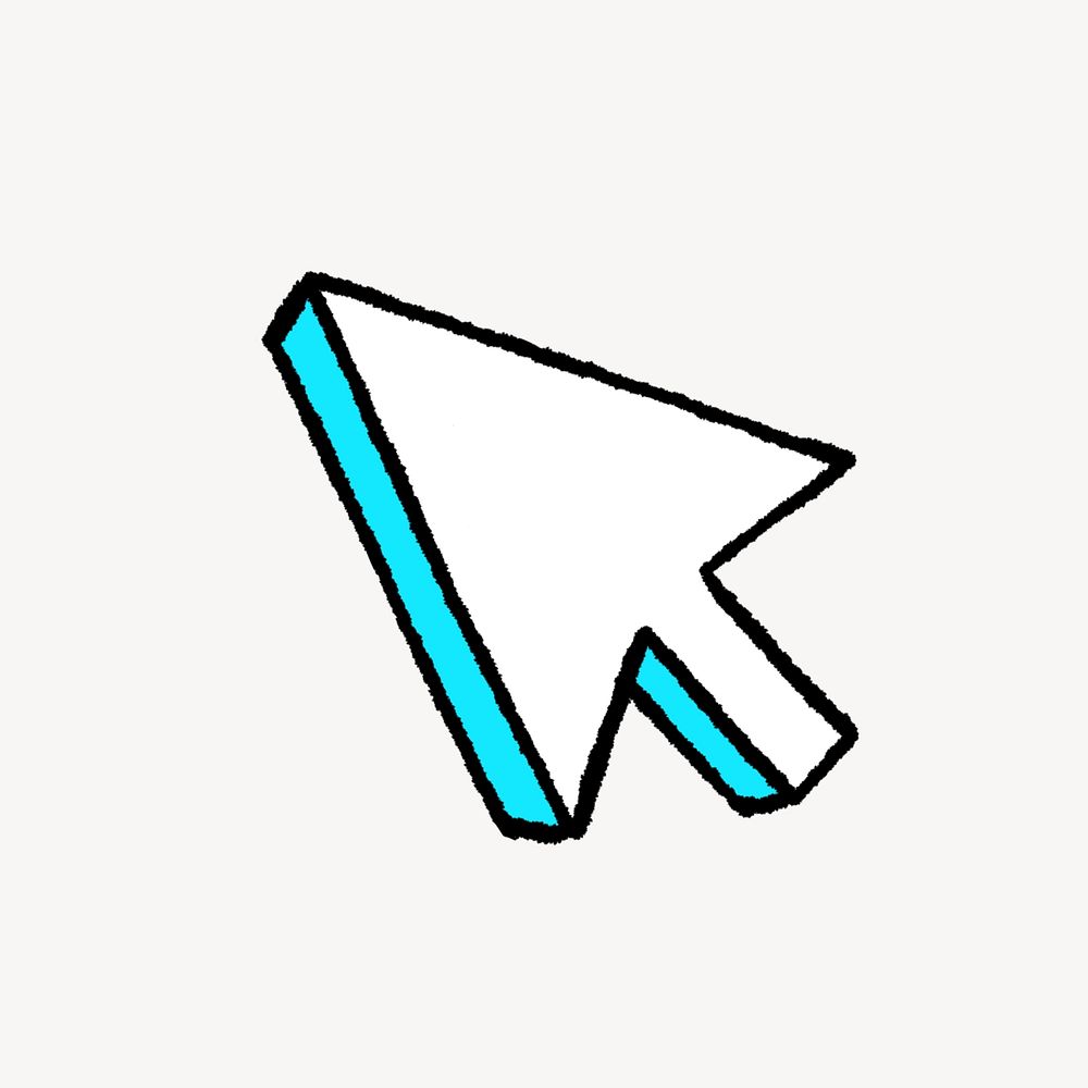 Neon cursor arrow illustration, isolated design