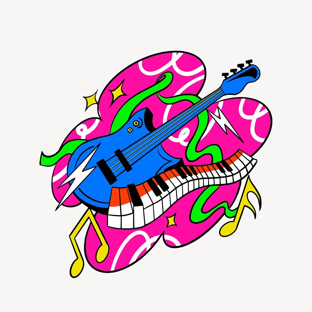 Neon musical instruments element vector