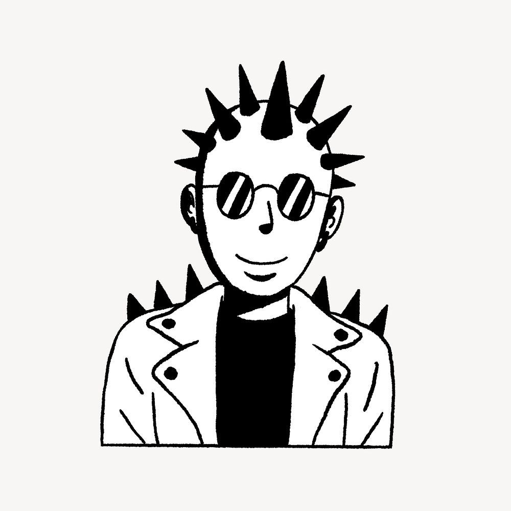 Punk cool character illustration, isolated design