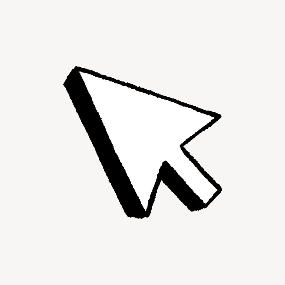 Black cursor arrow illustration, isolated design