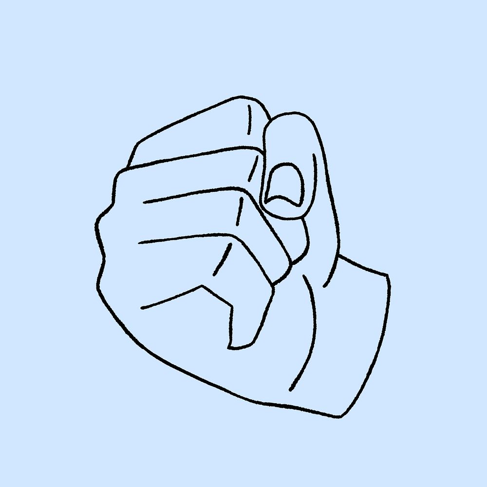 Blue clenched fist illustration, isolated design