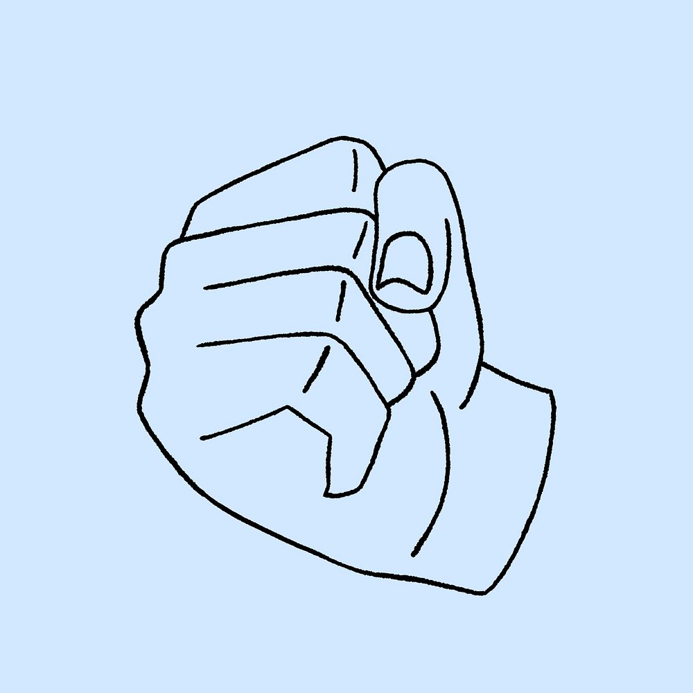 Blue clenched fist psd element