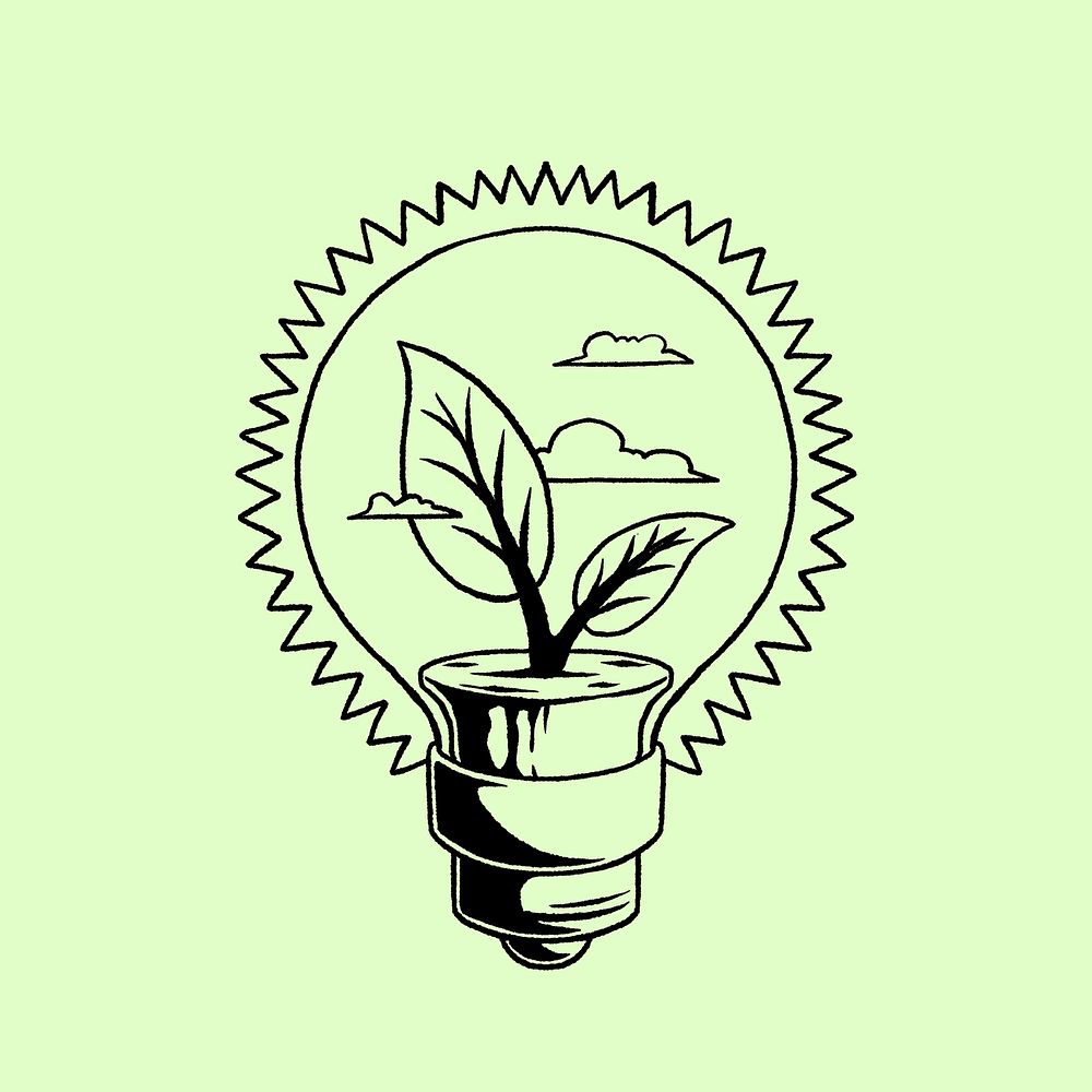 Green energy illustration psd element