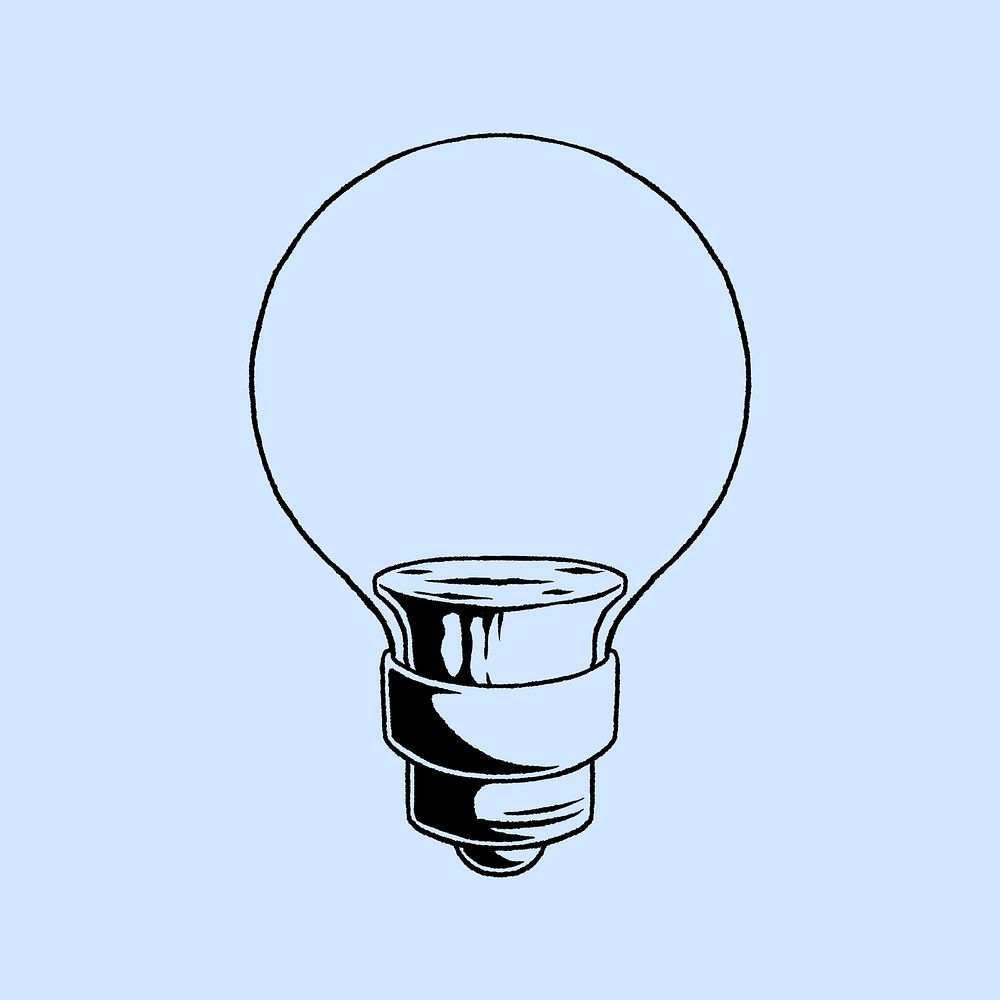 Blue light bulb illustration, isolated design