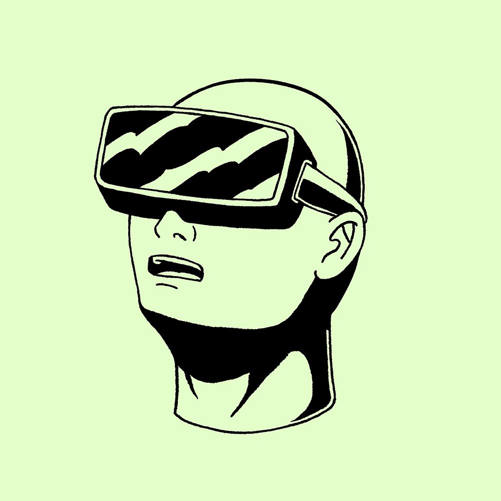 Green VR headset metaverse illustration, isolated design