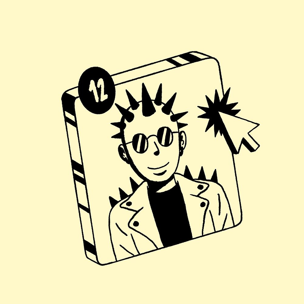 Yellow punk avatar illustration, isolated design