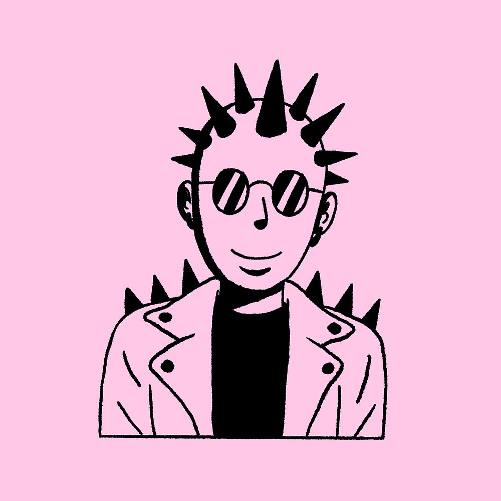 Pink punk character illustration, isolated design