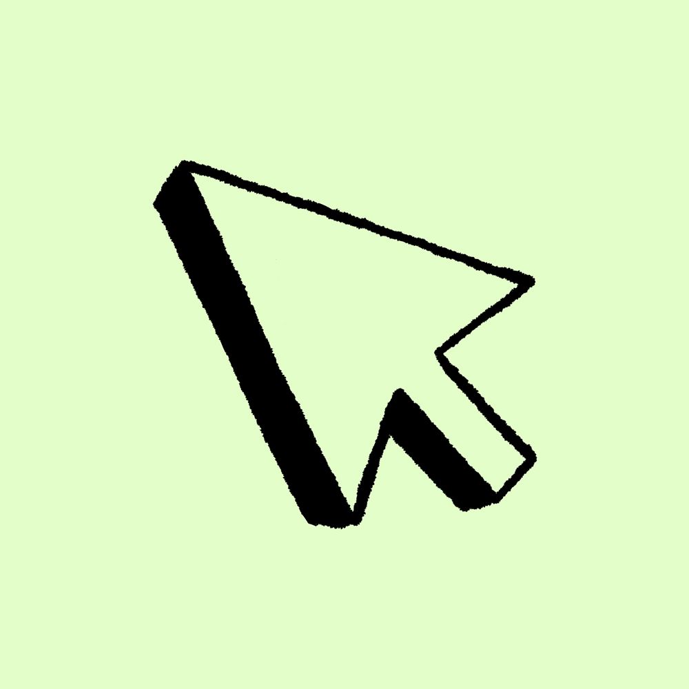 Green cursor arrow illustration, isolated design