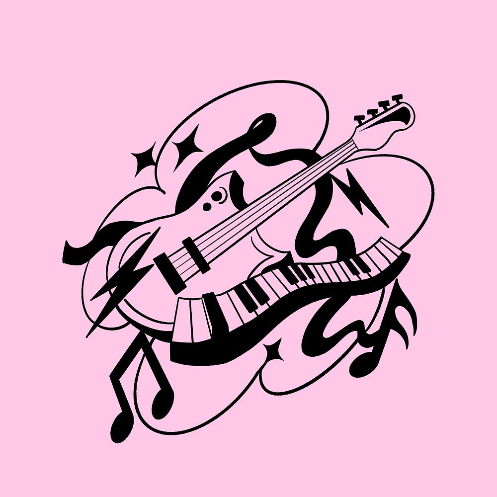 Pink music illustration psd element