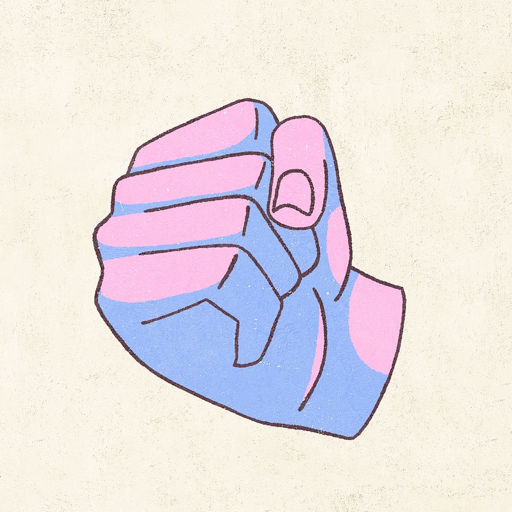 Pink hand fist  illustration, isolated design