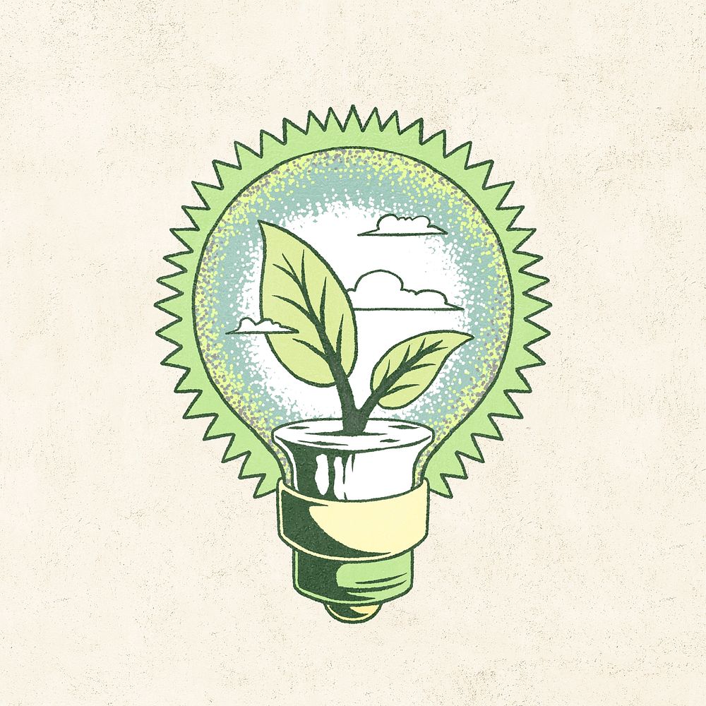 Retro green energy illustration, isolated design