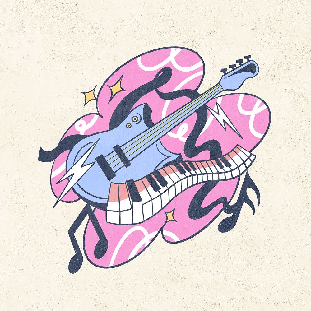 Retro musical instruments illustration, isolated design