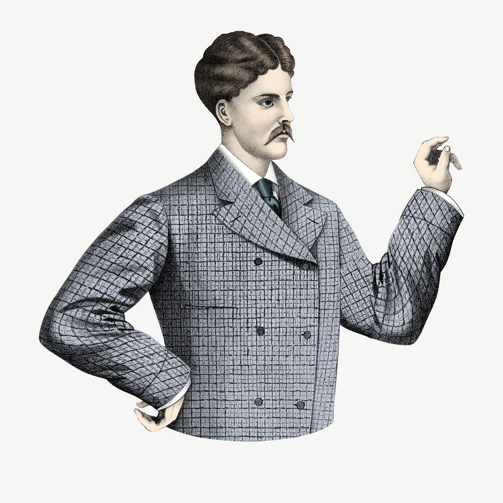 Victorian businessman, vintage collage element psd