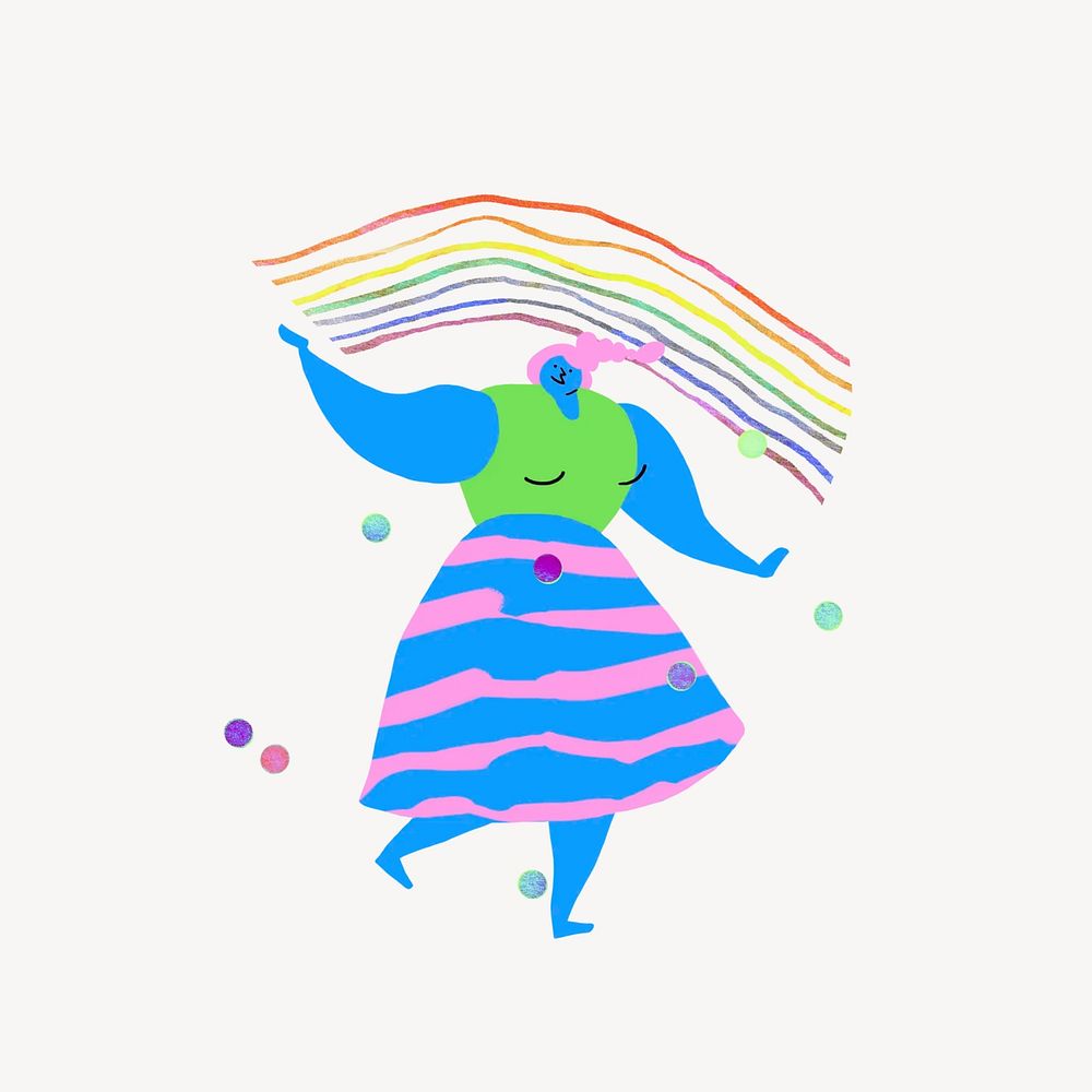 Happy woman, colorful character