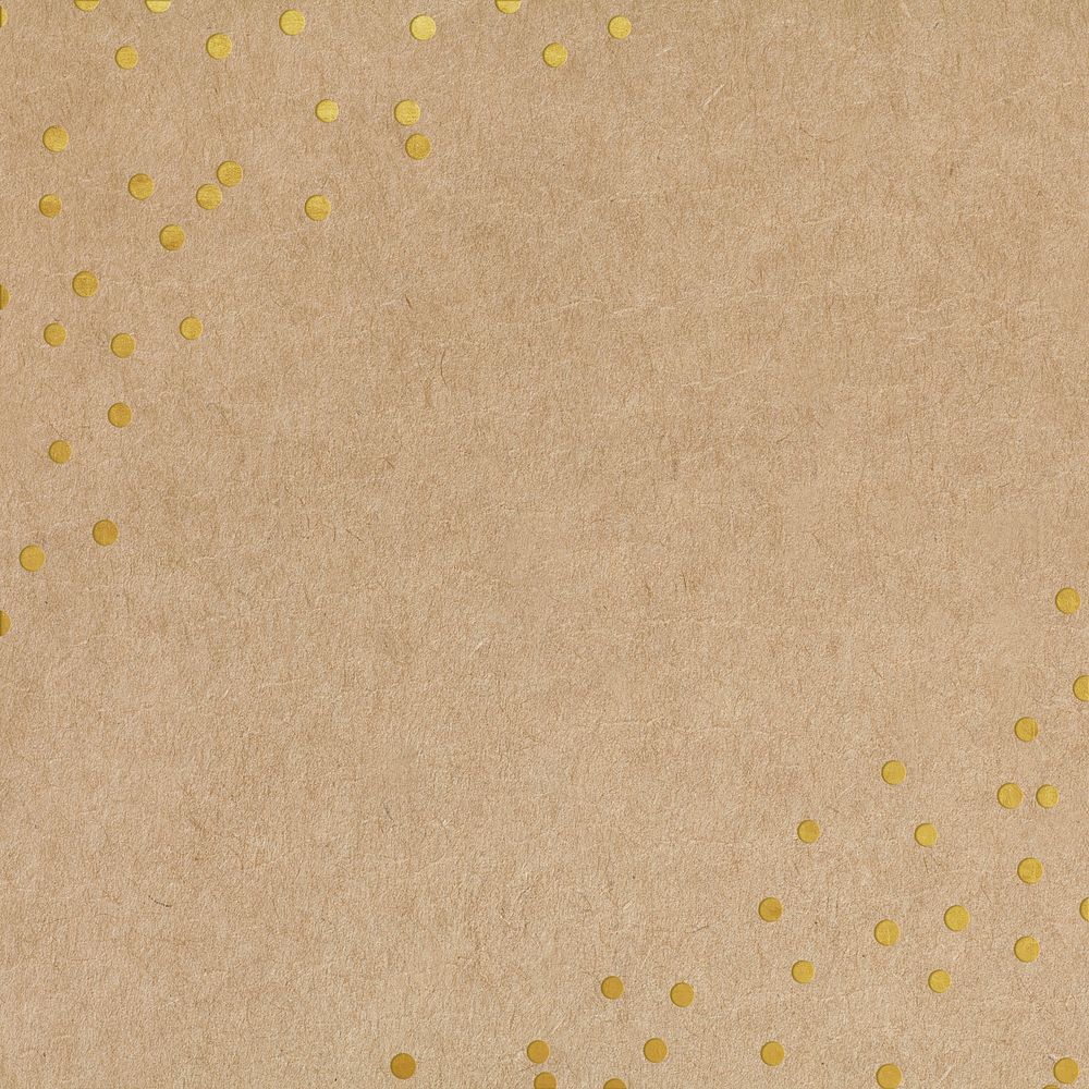 Brown paper textured background, gold confetti border psd