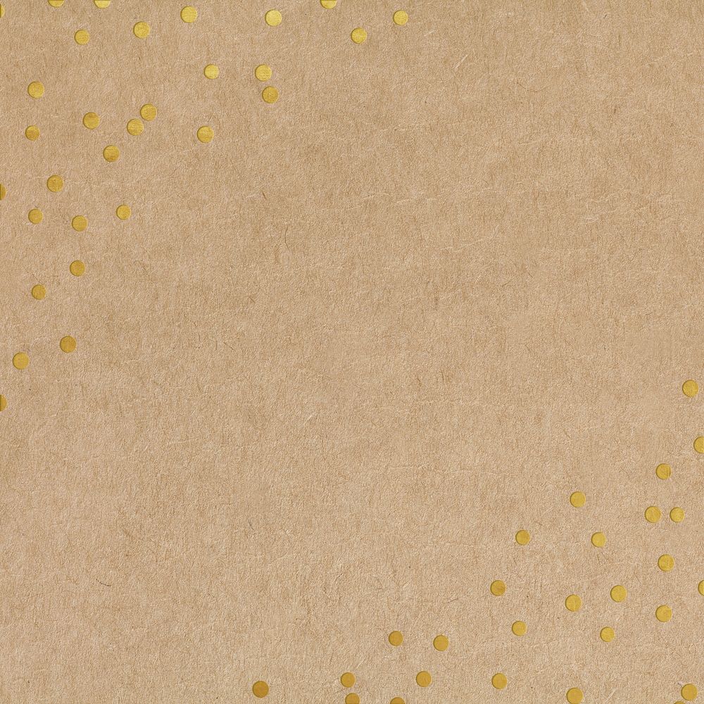 Craft paper textured background, gold confetti border