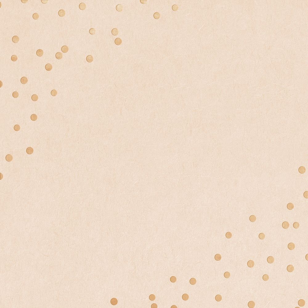 Aesthetic beige background, gold confetti border psd
