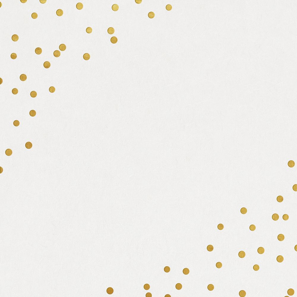 Gold confetti border, off-white background psd