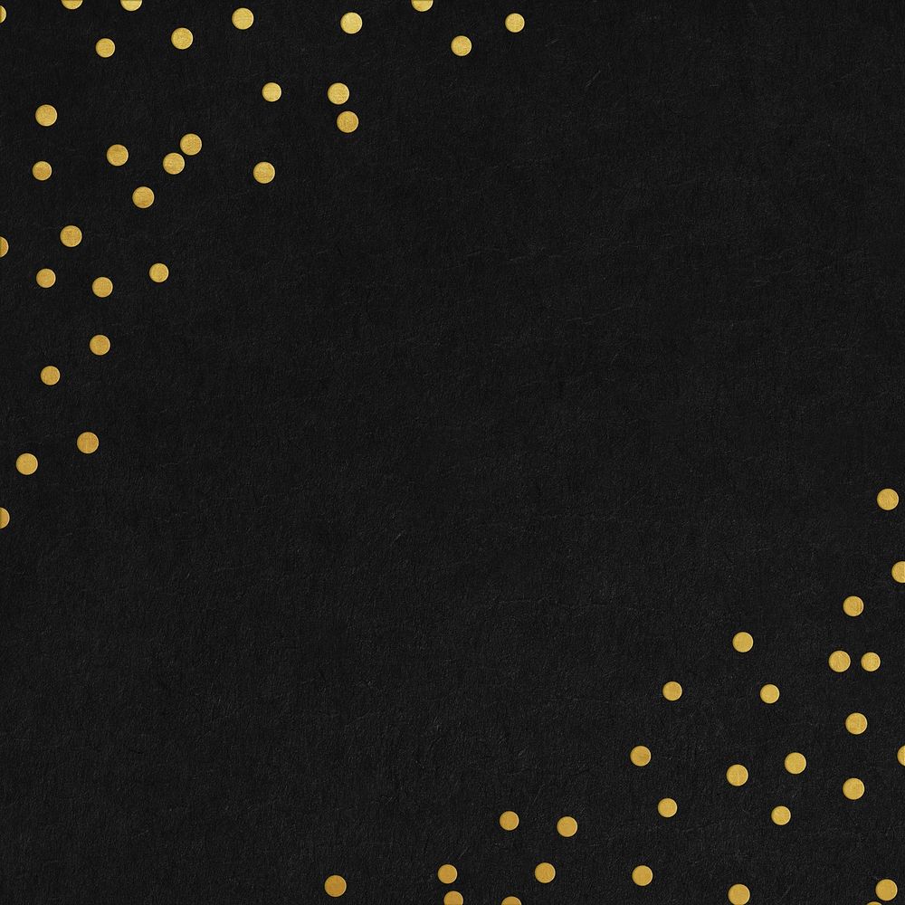 Gold confetti border, black background
