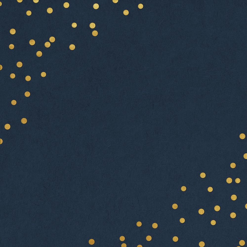 Festive navy blue background, gold confetti border psd