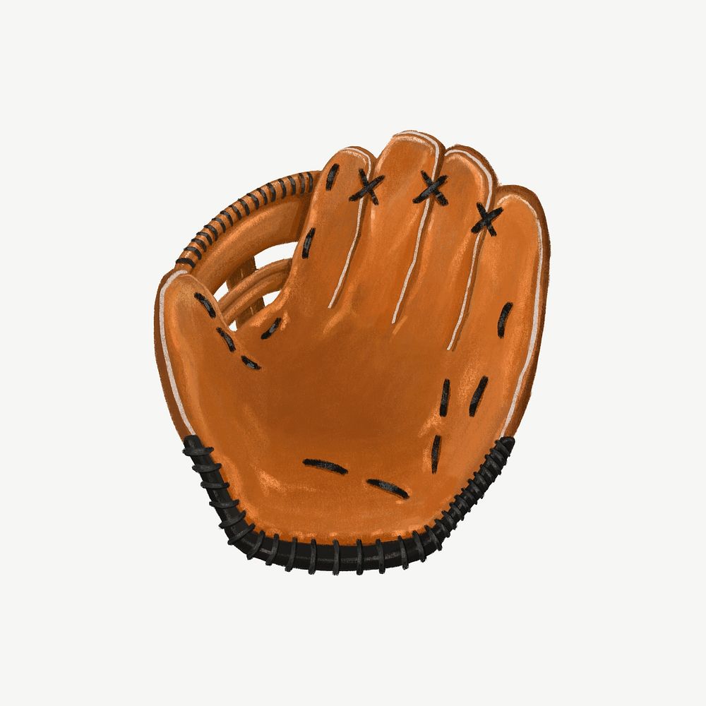 Baseball glove, sport equipment collage element psd