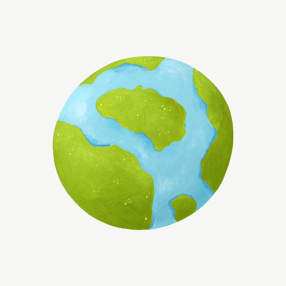 Green globe, environment collage element psd