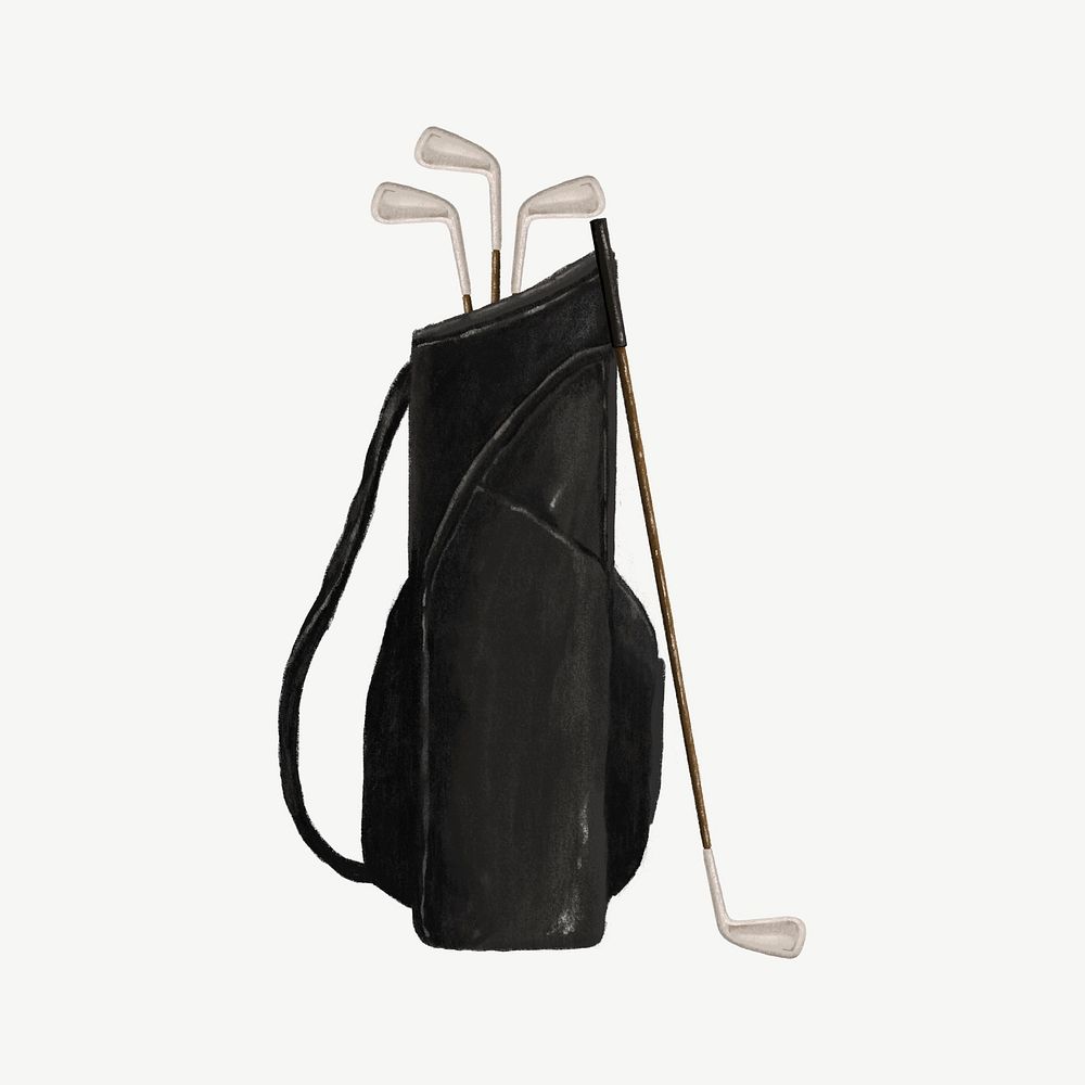 Golf clubs bag, sport equipment collage element psd
