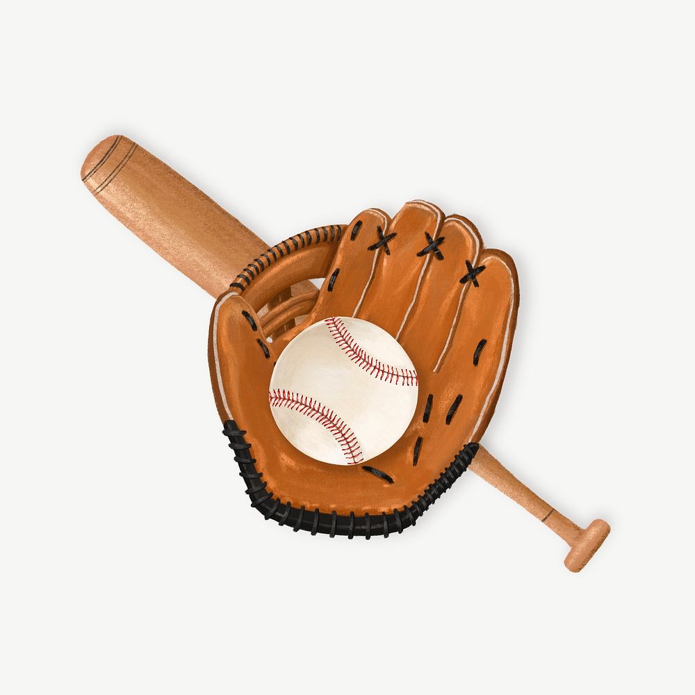 Baseball glove, sport equipment collage element psd