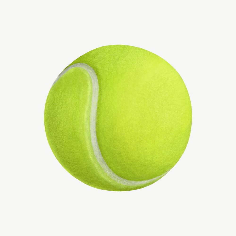 Tennis ball, sport equipment collage element psd