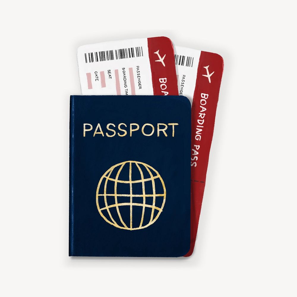 Passport and boarding pass, travel remix