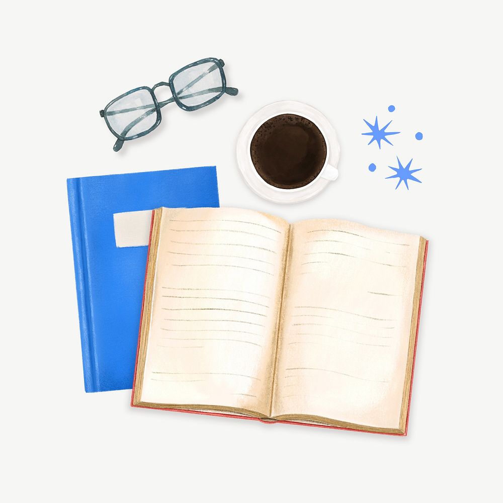 Book and coffee, education remix psd