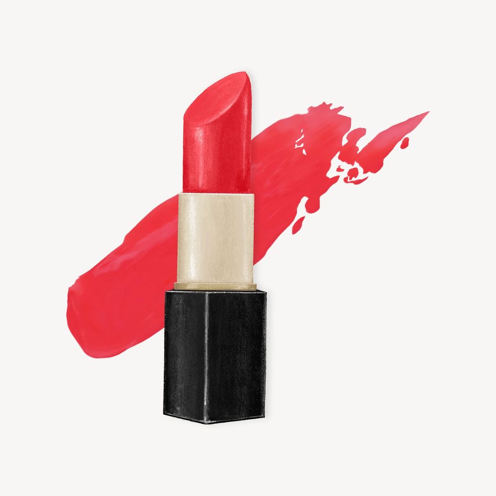 Red lipstick smudge, makeup illustration
