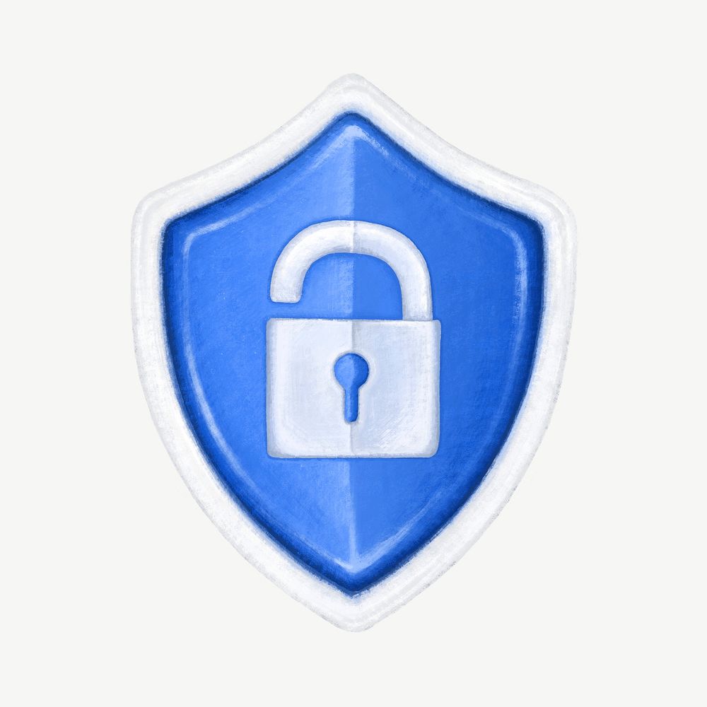 Padlock shield, security protection graphic psd