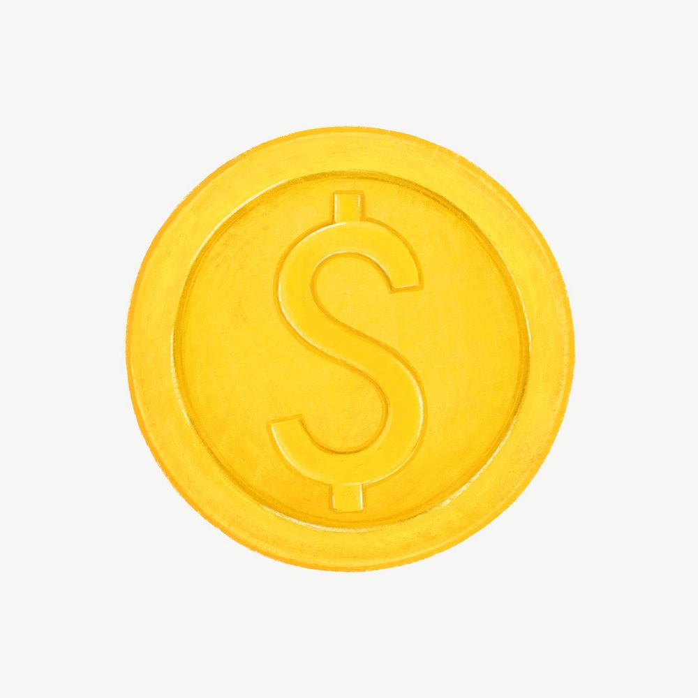 Gold coin, money, finance illustration psd