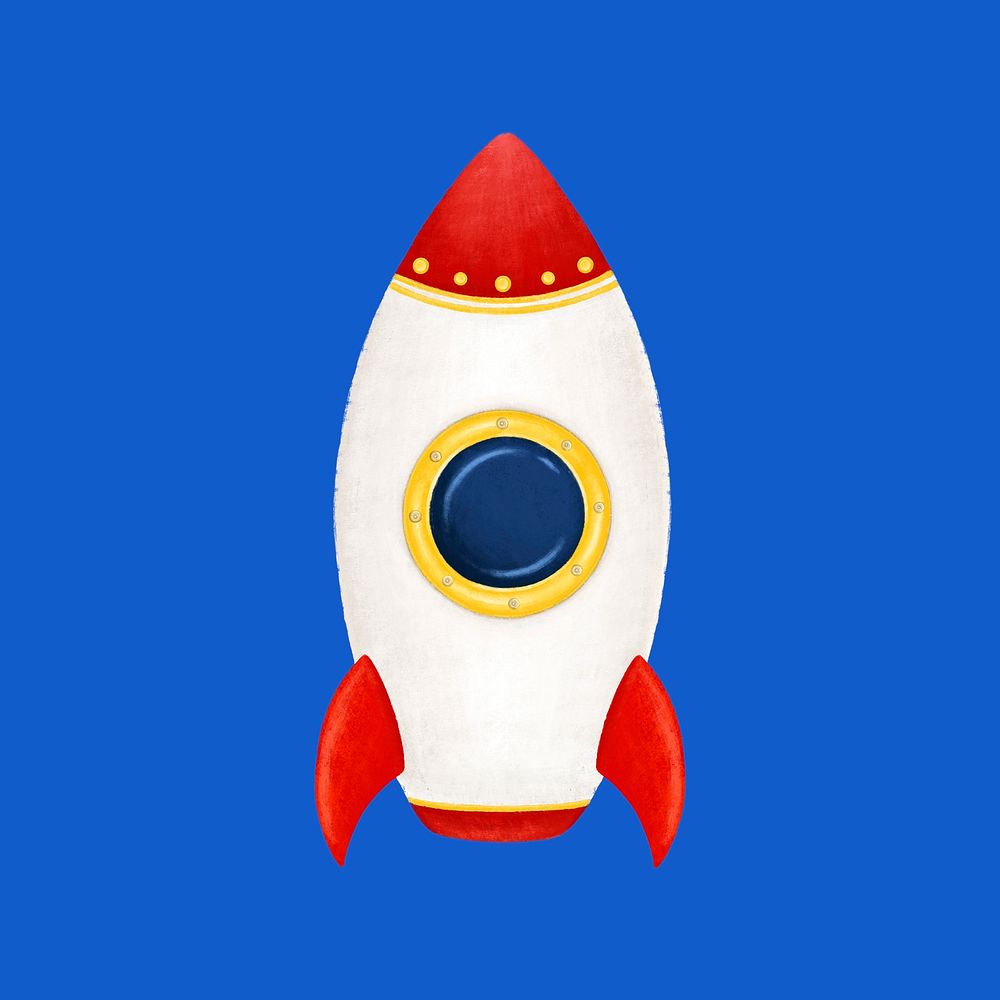 Space rocket collage element psd