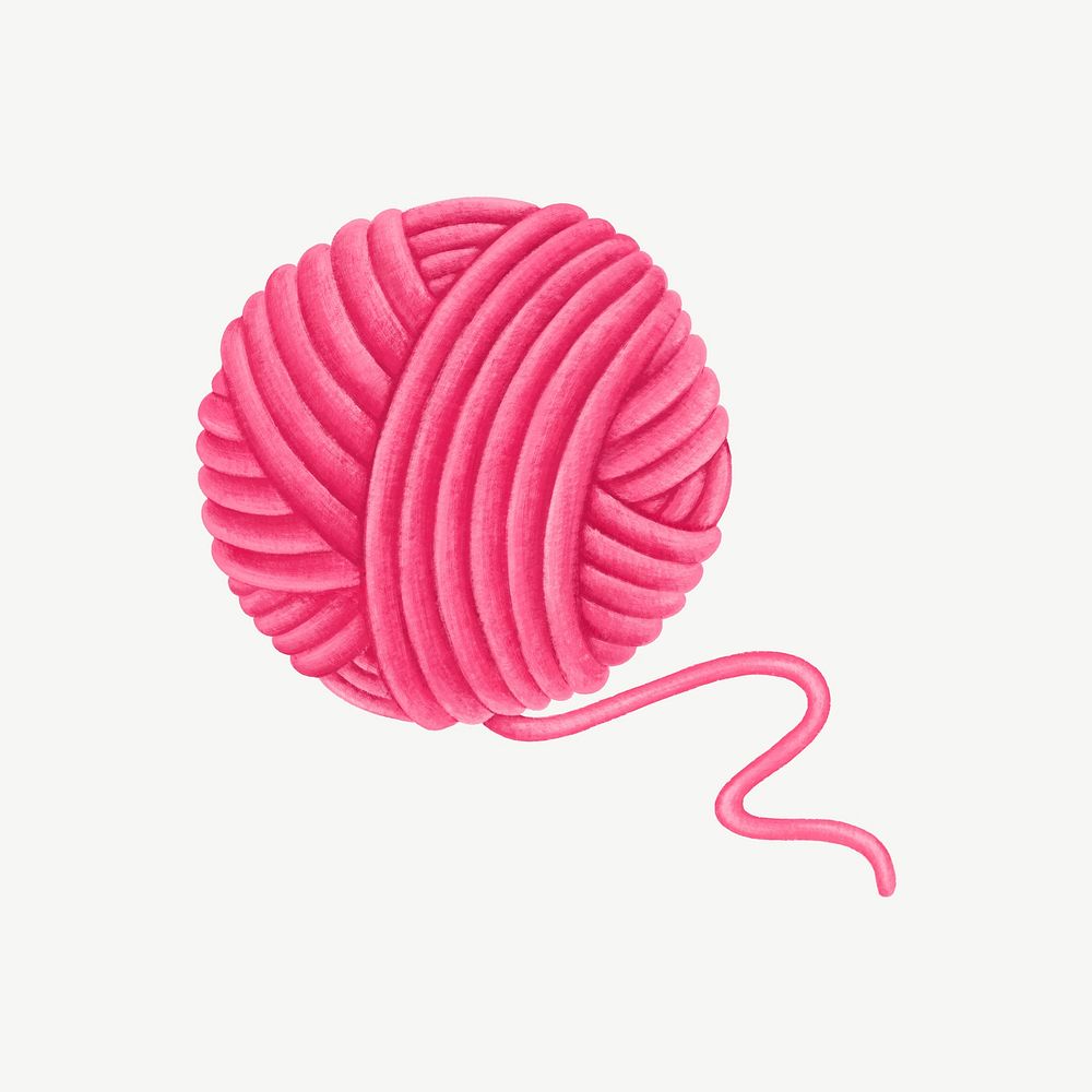Pink knit yarn, crochet element graphic psd
