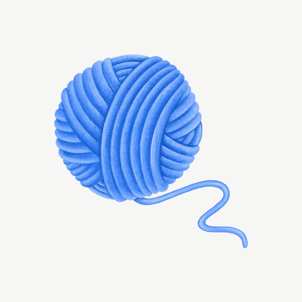 Blue knit yarn, crochet element graphic psd