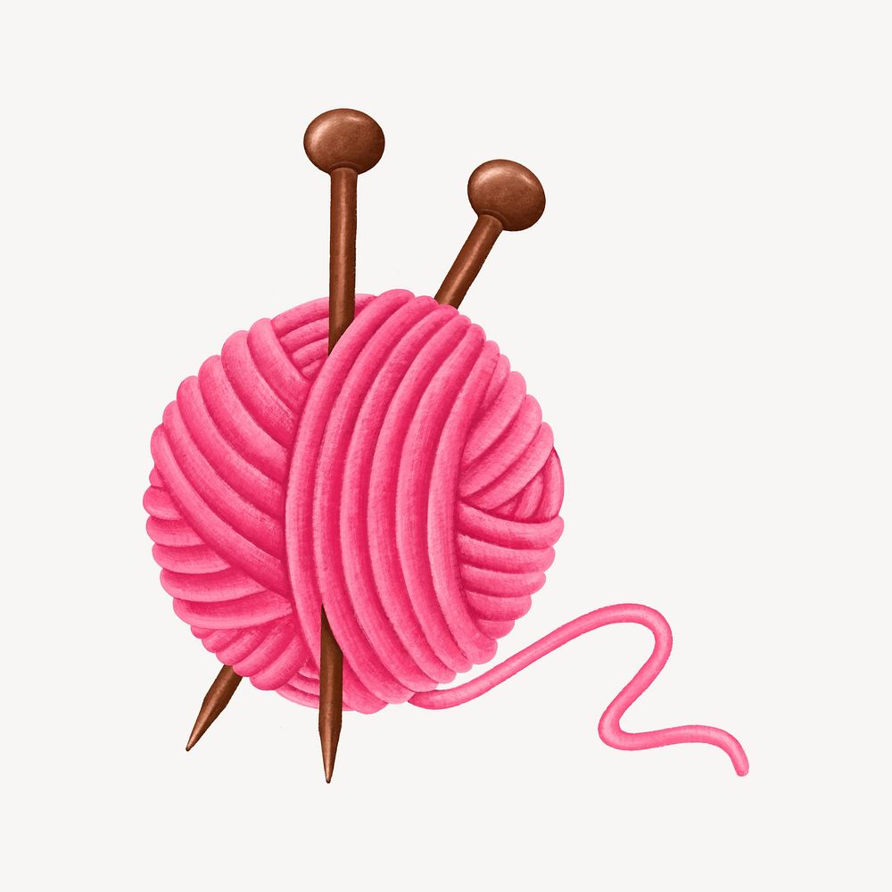 knitting needle ball, crochet, hobby illustration
