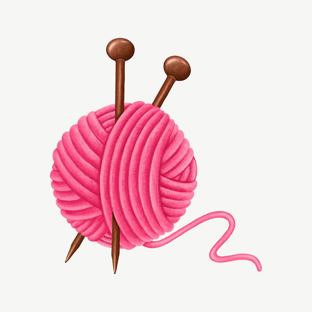 knitting needle ball, crochet, hobby illustration psd