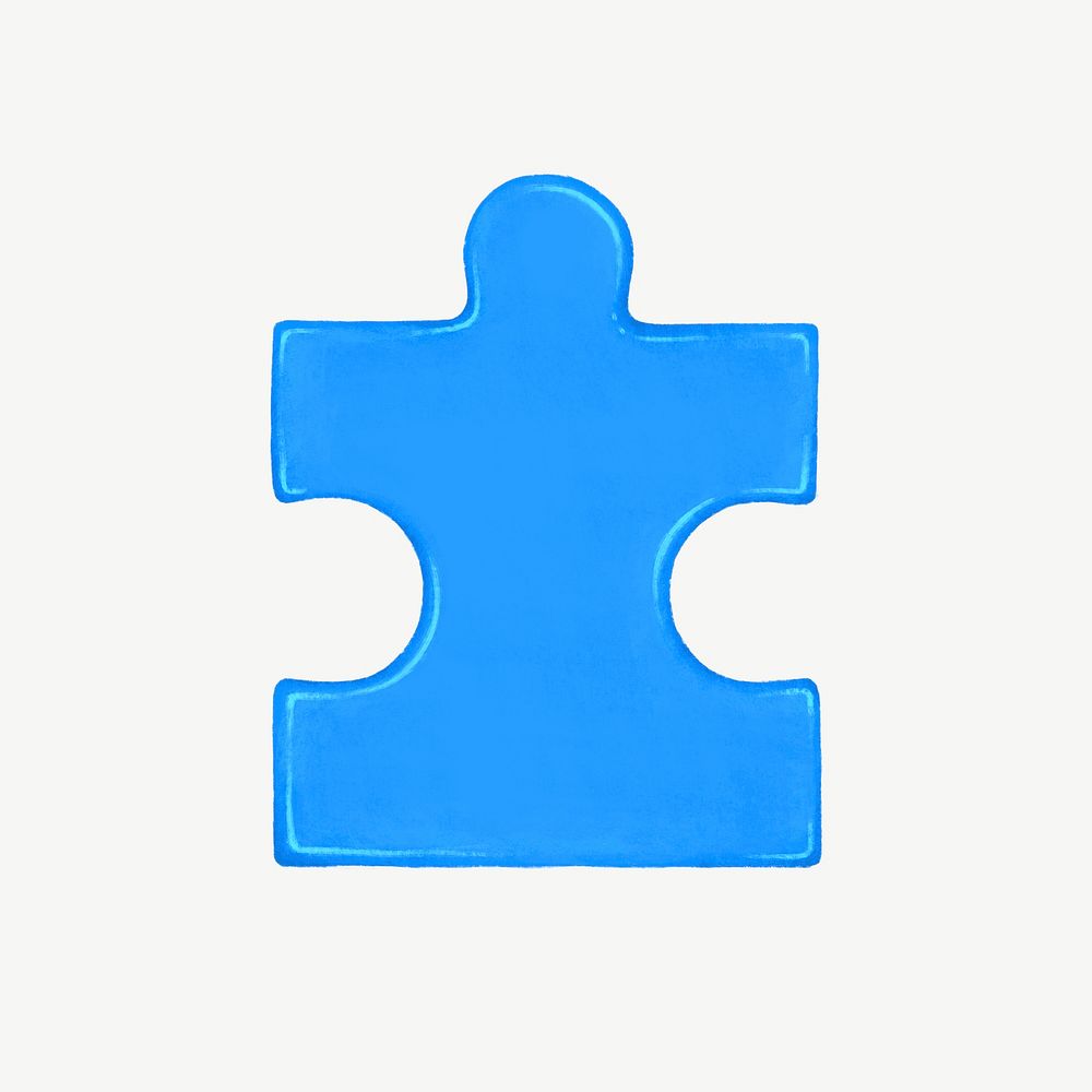 Blue jigsaw puzzle collage element psd