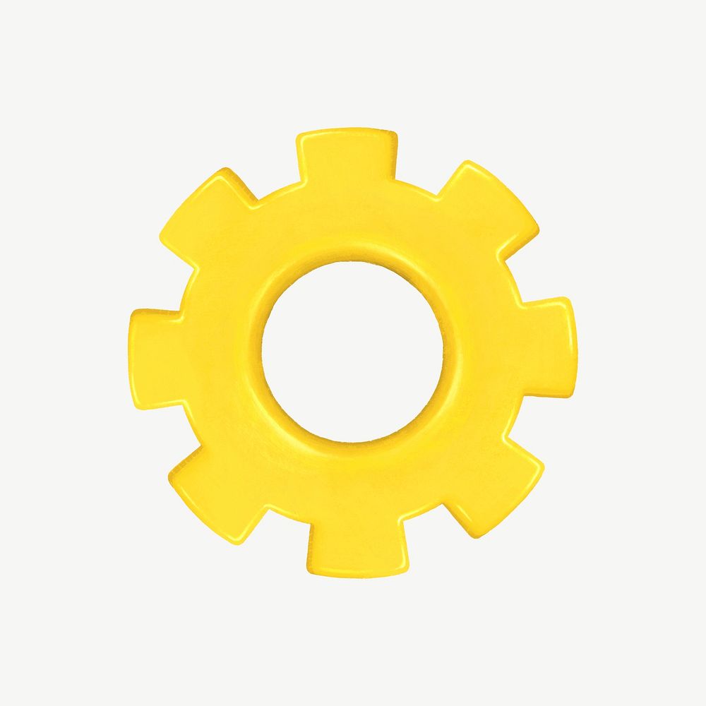 Yellow cogwheel, business element graphic psd