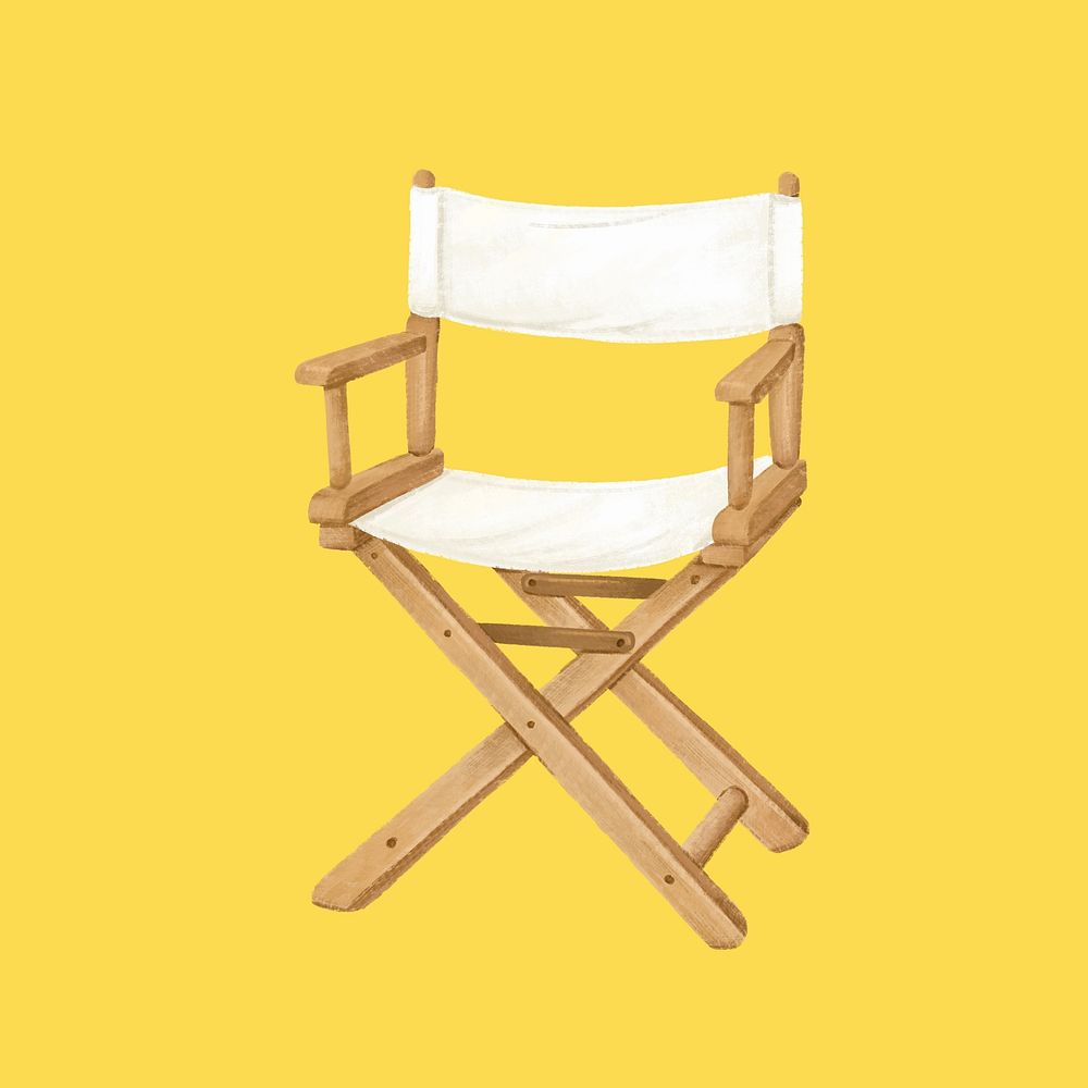 Wooden camping chair, travel illustration