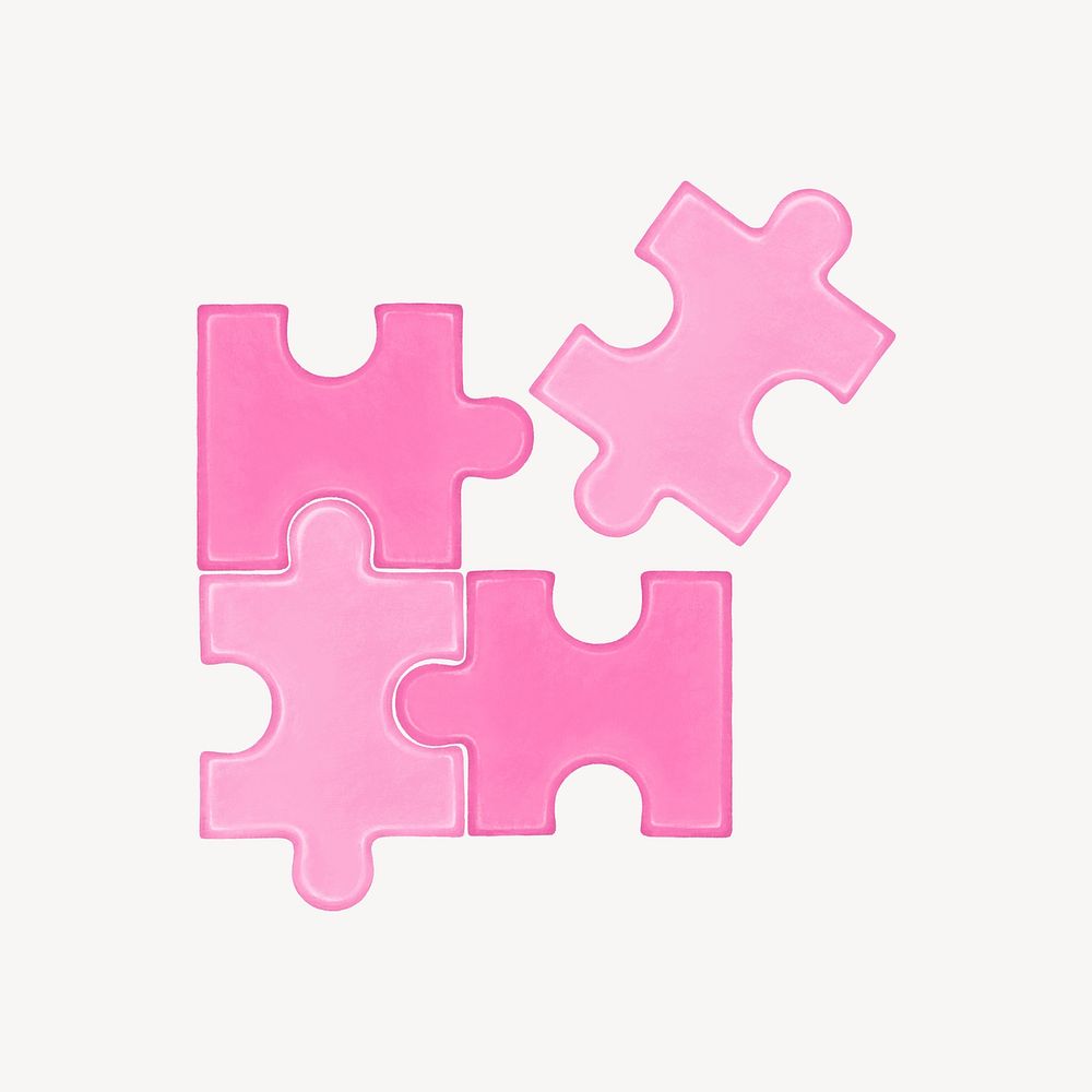 Pink jigsaw puzzle element graphic